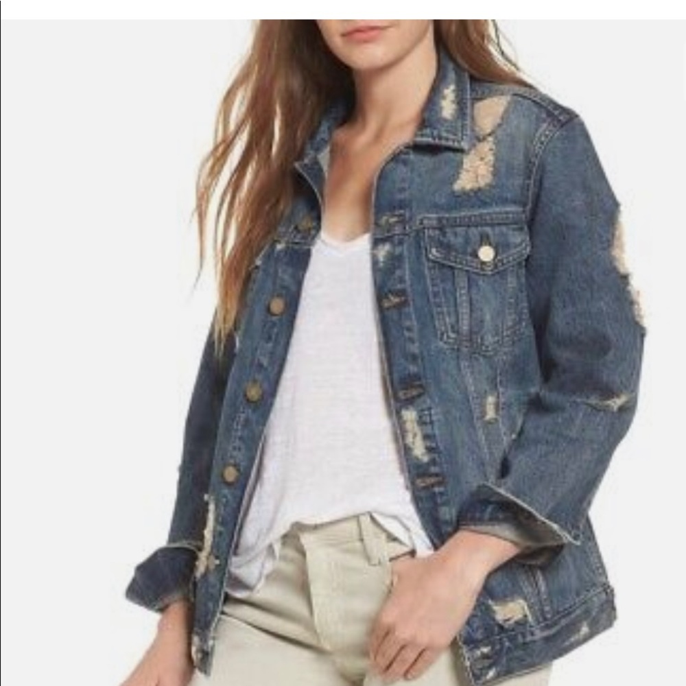 DL1961 Dahlia Denim Jacket Ripped Loose Fit Women's size XS